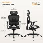 Magshion Ergonomic Office Chair, High Back Desk Chair with Adjustable Headrest, 3D Armrests, Tilt Lock and Lumbar Support, Mesh Computer Chair for Home Office, 350 LBS Capacity, Black