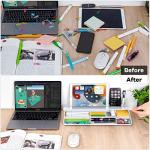 Varhomax Glass Desk Whiteboard with Storage, Desktop Organizer to-do List Memo Notepad Dry Erase White Board for Home Office and School Supplies (White)