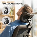 Magshion Ergonomic Office Chair, High Back Desk Chair with Adjustable Headrest, 3D Armrests, Tilt Lock and Lumbar Support, Mesh Computer Chair for Home Office, 350 LBS Capacity, Black