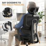 Magshion Ergonomic Office Chair, High Back Desk Chair with Adjustable Headrest, 3D Armrests, Tilt Lock and Lumbar Support, Mesh Computer Chair for Home Office, 350 LBS Capacity, Black