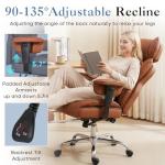 DUMOS Big and Tall Home Office Desk Chair, Gaming Computer Chair, Executive Ergonomic Chair with Footrest, High Back Reclining, Adjustable Armrests and Comfy Lumbar Support, PU Leather, Brown