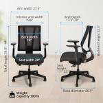 UPLIFTDESK Clarksville Ergonomic Office Chair - Adjustable Lumbar Support, Mesh Back, Synchro-Tilt Recline Home Office Desk Chairs with 3-Way Arms, 300 lb Capacity (Black)