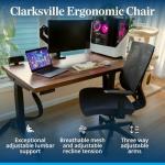 UPLIFTDESK Clarksville Ergonomic Office Chair - Adjustable Lumbar Support, Mesh Back, Synchro-Tilt Recline Home Office Desk Chairs with 3-Way Arms, 300 lb Capacity (Black)