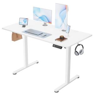 Furmax Electric Standing Desk, 45 x 24 Inches Sit Stand up Desk, Sit Stand Height Adjustable Home Office Desk with 4 Height Position Memory - with Splice Board (White, 45)