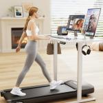 Furmax Electric Standing Desk, 45 x 24 Inches Sit Stand up Desk, Sit Stand Height Adjustable Home Office Desk with 4 Height Position Memory - with Splice Board (White, 45)