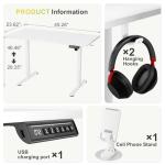 Furmax Electric Standing Desk, 45 x 24 Inches Sit Stand up Desk, Sit Stand Height Adjustable Home Office Desk with 4 Height Position Memory - with Splice Board (White, 45)