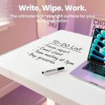 HUANUO Glass Standing Desk with Drawers, 35 x 20 Inch Electric Adjustable Height Desk, Quick Install One-Piece Tabletop with USB Charging Ports, White