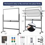 Large Dry-Erase Rolling Magnetic Whiteboard - 48 x 32 Inches Dry Erase Board with Stand Height Adjust Double Sides Mobile White Board Easel on Wheels with 25 Sheets Paper Pad Office, Home & Classroom