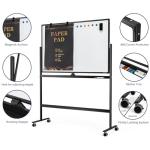 Large Dry-Erase Rolling Magnetic Whiteboard - 48 x 32 Inches Dry Erase Board with Stand Height Adjust Double Sides Mobile White Board Easel on Wheels with 25 Sheets Paper Pad Office, Home & Classroom
