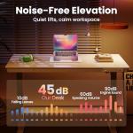 HUANUO Glass Standing Desk with Drawers, 35 x 20 Inch Electric Adjustable Height Desk, Quick Install One-Piece Tabletop with USB Charging Ports, White