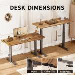 Veken 55 Inch Large Electric Standing Desk, Heights Adjustable, Sit to Stand Up, Work Home Office Computer Table for Study, Walking Pad, Writing, and Games, Wooden Desktop Desks, Brown