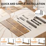 Veken 55 Inch Large Electric Standing Desk, Heights Adjustable, Sit to Stand Up, Work Home Office Computer Table for Study, Walking Pad, Writing, and Games, Wooden Desktop Desks, Brown