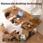 Veken 55 Inch Large Electric Standing Desk, Heights Adjustable, Sit to Stand Up, Work Home Office Computer Table for Study, Walking Pad, Writing, and Games, Wooden Desktop Desks, Brown