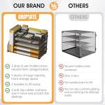 OrgMate 5 Tier Paper Letter Tray with File Holder and 3 Drop-in Pen Holders, Mesh Desk File Organizer with Handle, Desk Organizers and Accessories for School,Home, Office Supplies Storage-Black