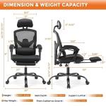 Sweetcrispy Office Computer Desk Chair Set of 2, Ergonomic High-Back Mesh Rolling Work Swivel Chairs with Wheels, Comfortable Lumbar Support, Comfy Arms for Home, Bedroom, Study, Student, Black