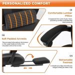 Sweetcrispy Office Computer Desk Chair Set of 2, Ergonomic High-Back Mesh Rolling Work Swivel Chairs with Wheels, Comfortable Lumbar Support, Comfy Arms for Home, Bedroom, Study, Student, Black