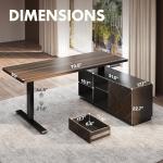 FLEXISPOT 71" L Shaped Executive Standing Desk with Storage & PC Case, Secretary Desk with Dual Motor Lift, 222 LBS Capacity, 1" Thick Desktop, Idea for Home Office, Black Walnut, 3 Packages