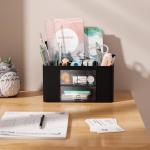 Vimbo Stationary Organiser 7-Grid Desk Organizer with Drawer – Multifunctional Plastic Table Organizer & Pen Holder for School, Office, and Home (Black)
