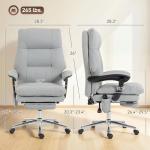 HOMCOM Massage Office Chair with 6-Point Vibration, Pet-Friendly Faux Leather Ergonomic Executive Desk Chair with Double-Layer Spring Cushions, Wide Seat, High Back, Reclining, Footrest, Light Gray
