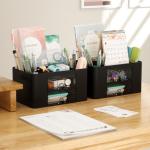 Vimbo Stationary Organiser 7-Grid Desk Organizer with Drawer – Multifunctional Plastic Table Organizer & Pen Holder for School, Office, and Home (Black)