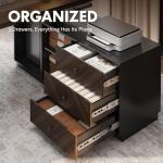 FLEXISPOT 71" L Shaped Executive Standing Desk with Storage & PC Case, Secretary Desk with Dual Motor Lift, 222 LBS Capacity, 1" Thick Desktop, Idea for Home Office, Black Walnut, 3 Packages