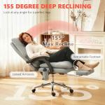 HOMCOM Massage Office Chair with 6-Point Vibration, Pet-Friendly Faux Leather Ergonomic Executive Desk Chair with Double-Layer Spring Cushions, Wide Seat, High Back, Reclining, Footrest, Light Gray