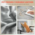 HOMCOM Massage Office Chair with 6-Point Vibration, Pet-Friendly Faux Leather Ergonomic Executive Desk Chair with Double-Layer Spring Cushions, Wide Seat, High Back, Reclining, Footrest, Light Gray