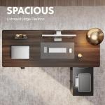 FLEXISPOT 71" L Shaped Executive Standing Desk with Storage & PC Case, Secretary Desk with Dual Motor Lift, 222 LBS Capacity, 1" Thick Desktop, Idea for Home Office, Black Walnut, 3 Packages