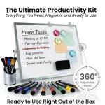 LULU OFFICE 12x16 Double Sided Magnetic Dry Erase Whiteboard with Stand - Desk or Wall Mount, Weekly Planner & Daily Task Board, Complete Set with 8 Markers, 4 Magnets & Eraser