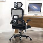 ACFOUL Ergonomic Office Chair, Mesh Desk Chair with 2D Adjustable Lumbar Support – Relieve Back Pain for Long Workdays Sitting, High Back with 3D Headrest & Armrests for Home Office Comfort, Black