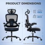 ACFOUL Ergonomic Office Chair, Mesh Desk Chair with 2D Adjustable Lumbar Support – Relieve Back Pain for Long Workdays Sitting, High Back with 3D Headrest & Armrests for Home Office Comfort, Black