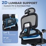 ACFOUL Ergonomic Office Chair, Mesh Desk Chair with 2D Adjustable Lumbar Support – Relieve Back Pain for Long Workdays Sitting, High Back with 3D Headrest & Armrests for Home Office Comfort, Black