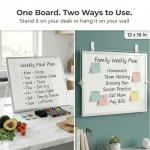 LULU OFFICE 12x16 Double Sided Magnetic Dry Erase Whiteboard with Stand - Desk or Wall Mount, Weekly Planner & Daily Task Board, Complete Set with 8 Markers, 4 Magnets & Eraser