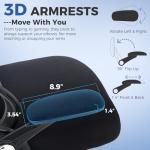 ACFOUL Ergonomic Office Chair, Mesh Desk Chair with 2D Adjustable Lumbar Support – Relieve Back Pain for Long Workdays Sitting, High Back with 3D Headrest & Armrests for Home Office Comfort, Black