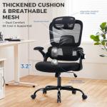 ACFOUL Ergonomic Office Chair, Mesh Desk Chair with 2D Adjustable Lumbar Support – Relieve Back Pain for Long Workdays Sitting, High Back with 3D Headrest & Armrests for Home Office Comfort, Black