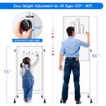 maxtek Rolling White Board, 48 x 24 Height Adjustable Whiteboard on Wheels, Large Magnetic Standing Mobile Easel Board, Double-Sided with Stand for Office, Home, and Classroom