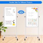 maxtek Rolling White Board, 48 x 24 Height Adjustable Whiteboard on Wheels, Large Magnetic Standing Mobile Easel Board, Double-Sided with Stand for Office, Home, and Classroom