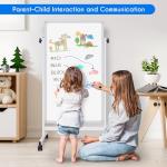 maxtek Rolling White Board, 48 x 24 Height Adjustable Whiteboard on Wheels, Large Magnetic Standing Mobile Easel Board, Double-Sided with Stand for Office, Home, and Classroom