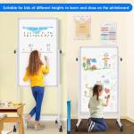 maxtek Rolling White Board, 48 x 24 Height Adjustable Whiteboard on Wheels, Large Magnetic Standing Mobile Easel Board, Double-Sided with Stand for Office, Home, and Classroom