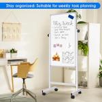 maxtek Rolling White Board, 48 x 24 Height Adjustable Whiteboard on Wheels, Large Magnetic Standing Mobile Easel Board, Double-Sided with Stand for Office, Home, and Classroom