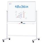 maxtek Rolling Whiteboard, 48x36 Large Magnetic White Board with Stands, Big Double-Sided White Board Dry Erase on Wheels for Homeschool, Home Office, Office, School (Silver, 48 x 36)