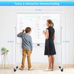 maxtek Rolling Whiteboard, 48x36 Large Magnetic White Board with Stands, Big Double-Sided White Board Dry Erase on Wheels for Homeschool, Home Office, Office, School (Silver, 48 x 36)
