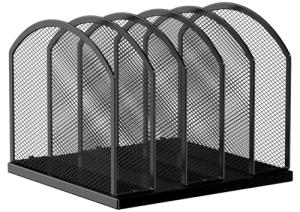 Gawerk 5-Section Vertical Desktop Organizer, 5-Section Mesh File Folder Stand Sorter for Office Home Classroom Organization (1, Black)