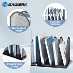 Gawerk 5-Section Vertical Desktop Organizer, 5-Section Mesh File Folder Stand Sorter for Office Home Classroom Organization (1, Black)