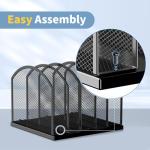 Gawerk 5-Section Vertical Desktop Organizer, 5-Section Mesh File Folder Stand Sorter for Office Home Classroom Organization (1, Black)