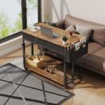 WINAZ Rolling Standing Desk Adjustable Height with Drawers on Wheels, 40 Inch Portable Mobile Stand Up Computer Desks for Bedroom Home Office, Couch Sofa Side Laptop Table with Storage, Rustic Brown