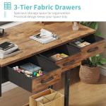 WINAZ Rolling Standing Desk Adjustable Height with Drawers on Wheels, 40 Inch Portable Mobile Stand Up Computer Desks for Bedroom Home Office, Couch Sofa Side Laptop Table with Storage, Rustic Brown