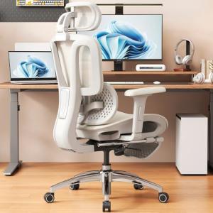 Vonesse Ergonomic Office Chair with Footrest, Desk Chairs with Adjustable 3D Headrest and Armrests, Computer Gaming Chair with Dynamic Lumbar Support & Adjustable Depth Breathable Mesh Seat (White)