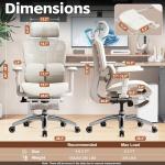 Vonesse Ergonomic Office Chair with Footrest, Desk Chairs with Adjustable 3D Headrest and Armrests, Computer Gaming Chair with Dynamic Lumbar Support & Adjustable Depth Breathable Mesh Seat (White)