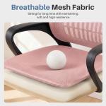 DUMOS Home Office Chair - Ergonomic Mid Back Mesh Desk Chair with Lumbar Support & Rocking Mode, Height Adjustable with Fixed Armrest, for Conference, Computer, 360° Swivel, Adults, Pink